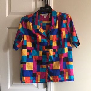 Vintage Color Block Button Down size 10